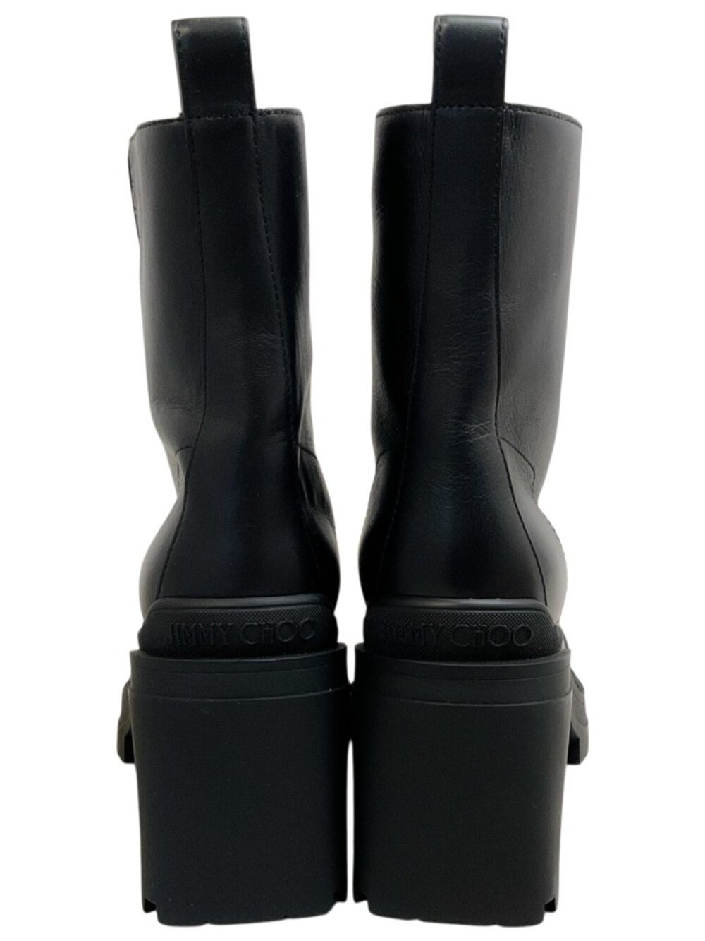 Jimmy Choo Black Smooth Leather Eugenie 80 Zip Front Booties - Picture 5 of 8